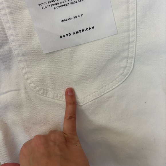 Good American Good Waist Palazzo Crop Jeans Women’s Size 24 White High Rise NWT - Picture 7 of 8
